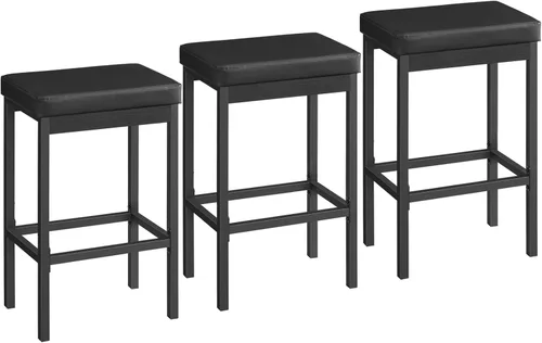 Miniatura 11 de HOOBRO Taburetes de bar, juego de 2 sillas de bar, taburetes de 24.8 pulgadas de altura, taburetes de desayuno, taburetes de cocina, tapicería de 2