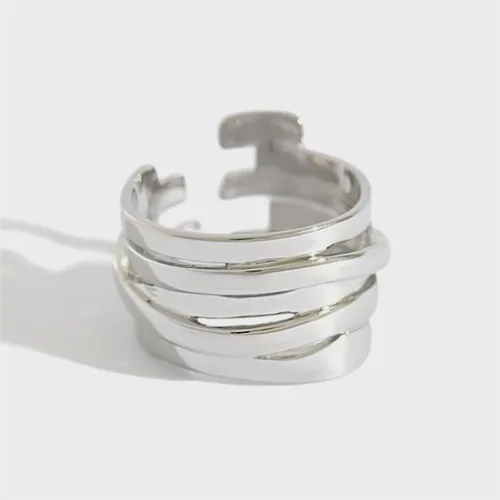 Miniatura 180 de Anillo de plata de ley 925, minimalista, ajustable, hecho a mano, para mujeres y niñas