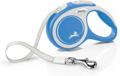 FLEXI Nuevas Correas Retractiles de Cinta Cómoda para Perros Pequeños de Hasta 26 libras – 10 pies, Azul | Correa para Mascotas sin Enredos con