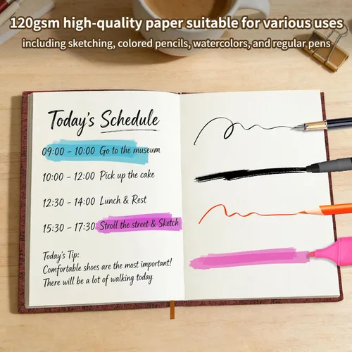 Miniatura 6 de Mlife Cuaderno grueso A5 en blanco, 288 páginas A5, papel liso de 4.23 oz/m², cuaderno de bocetos vintage de tapa dura con estampado floral dorado