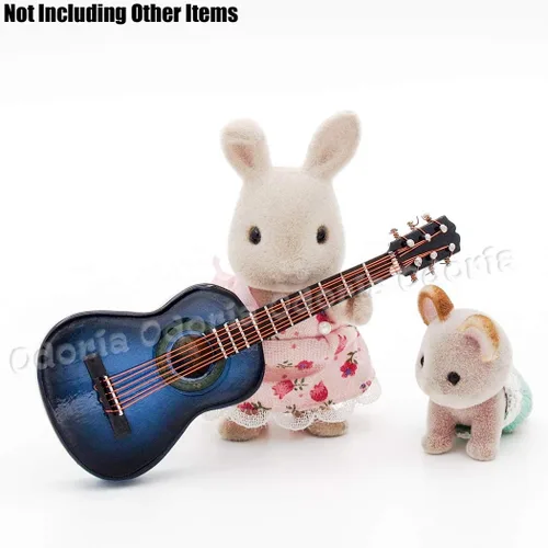 Miniatura 7 de Odoria 1/12 Guitarra Miniatura Casa de Muñecas Instrumentos Musicales Accesorios, Azul