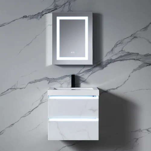 Miniatura 2 de Blossom Rigel - Botiquín de 20 x 26 pulgadas con espejo LED empotrado o superficie con luces, gabinete de baño con bisagra derecha, desempañador