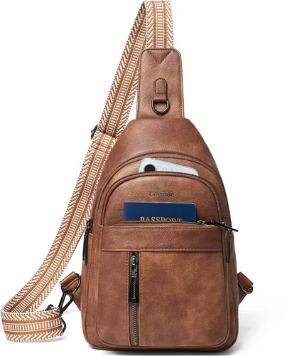 Miniatura 21 de LATMAP 7L Bolsa de Cintura para Hombres y Mujeres Mochila de Cadera Riñonera Bandolera Bolso de Hombro Cinturón de Viaje Bolso de Mano de PU Cuero