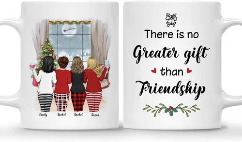 Miniatura 18 de Gossby Taza de café de Navidad personalizada para amigas, regalos de amistad personalizados para mujeres con diseño, nombre, regalos de mujer