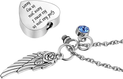 Miniatura 2 de 3 piezas de collar de urna de cremación, collar de cenizas de corazón, medallón tallado, acero inoxidable, colgante conmemorativo impermeable