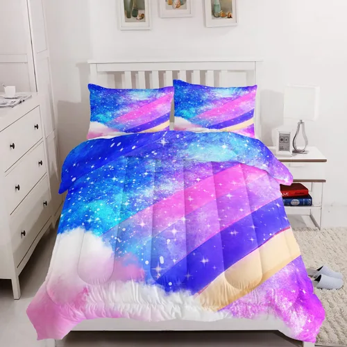 Miniatura 49 de Juego de edredón floral colorido de 3 piezas, juego de ropa de cama botánica bohemia tamaño queen, diseño boho de granja con flores y hojas impresas