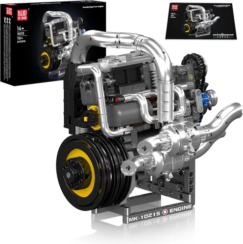 Mould King Kit de construcción de motor Supercar 10215, más de 739 piezas, modelo mecánico realista con engranajes móviles y detallados,