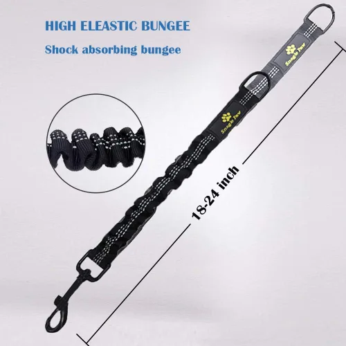 Miniatura 4 de Accesorio de extensión de correa elástica para perro, absorbente de extensión de plomo de 18 pulgadas, evita lesiones en el brazo y el hombro y Negro