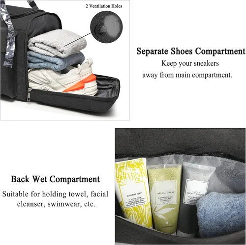 Miniatura 2 de Bolsas de gimnasio para hombre, bolsa de lona para gimnasio, mochila deportiva de 3 vías para hombres con compartimento para zapatos y bolsillo