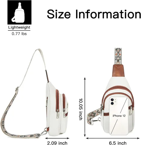 Miniatura 62 de Telena Bolso bandolera para mujer, bolso cruzado para mujer, cangurera de cuero vegano con correa ajustable