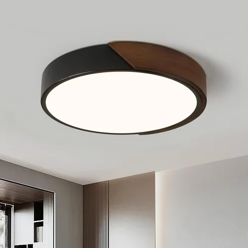 Miniatura 23 de Moderna lámpara de techo de madera regulable, LED minimalista 5CCT 2700K-6000K, lámpara de techo empotrada, lámpara de iluminación redonda para Negro