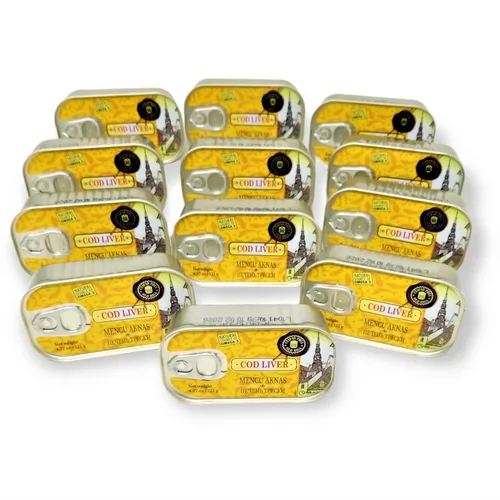 Hígado de bacalao viejo Riga enlatado en aceite propio, 4.27 onzas, fuente natural de omega-3, rico en vitaminas A y D, de bacalao fresco de