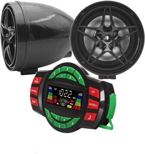 Miniatura 6 de XYC Amplificador Bluetooth de 12 V UTV ATV Sistema de sonido Altavoces manos libres FM Sistema de audio USB Estéreo de 3.5 pulgadas Altavoces de 12