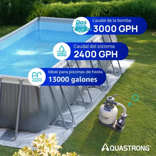 Miniatura 3 de AQUASTRONG Bomba de filtro de arena de 14 pulgadas para piscina sobre el suelo, bombas de piscina de 2/3 HP sobre el suelo 3000 GPH para piscinas