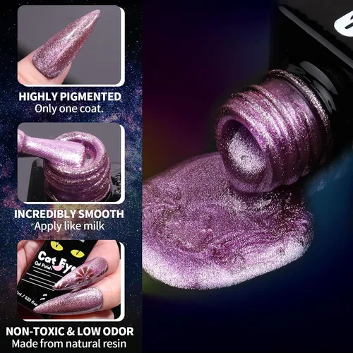 Miniatura 2 de Clara Colors Esmalte de uñas magnético – Kit de esmalte de gel de ojo de gato de 20 colores, esmalte de uñas holográfico con purpurina de ojo