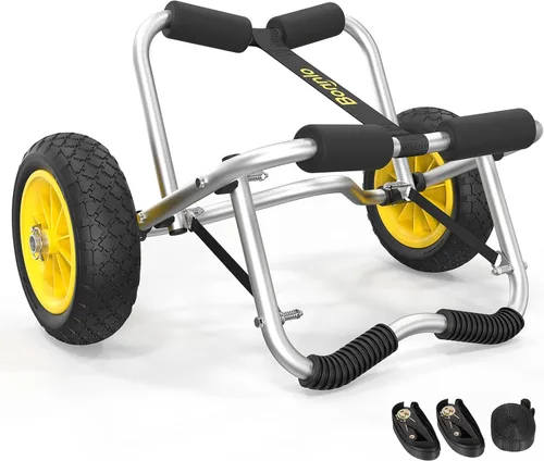 Bonnlo Carro para kayak Canoa Carruaje Accesorios para kayak de pesca Portador Plegable Plataforma de remo Carro de remolque para bote Transporte