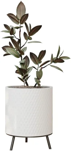 Miniatura 10 de EverNest Claire - Maceta blanca neutra de panal con soporte Nyra, macetas de interior, SelectBase, estilo bohemio moderno de mediados de siglo
