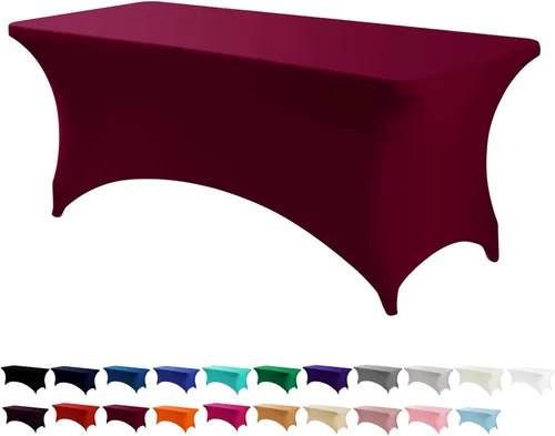 Miniatura 32 de Peomeise - Funda de mesa de elastano de 4 pies, mantel rectangular elástico de elastano (verde manzana, 4 pies)