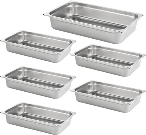 Miniatura 14 de HECMAC Paquete de 6 Tapas de Bandeja de Hotel de Tamaño 1/2 con Muescas, Acero Inoxidable Sólido Resistente para Mesa de Vapor, Tapa de Bandeja