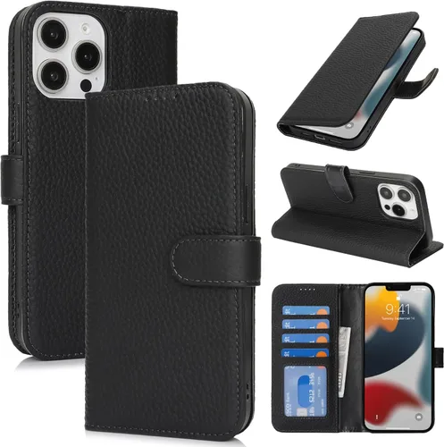 Miniatura 116 de Zouzt Funda para iPhone 11 de 6.1 pulgadas de piel auténtica con 4 ranuras para tarjetas, tarjetero con bloqueo RFID, tapa magnética, función atril