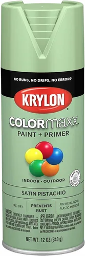 Krylon K05575007 COLORmaxx Pintura en aerosol y base para uso en interiores y exteriores, color pistacho satinado 12 oz