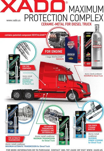 Miniatura 4 de XADO 1 Etapa Máxima para Camiones Diésel Aditivo de Aceite de Motor para Maquinaria de Gran Potencia y Tractor Remolque Semi Camión Capacidad