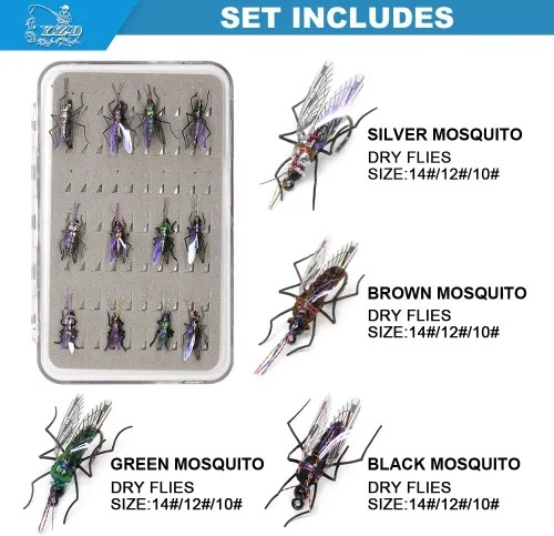 Miniatura 2 de YZD Moscas de pesca con moscas realistas secas y húmedas, ninfa, trucha, kits de señuelos para atar a mano, 12/26/48 piezas.. Kit 4-Cicada 12pcs