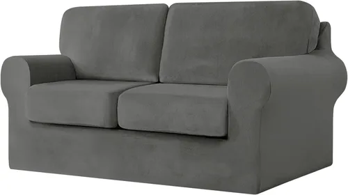 Miniatura 35 de UNBBRRL Fundas de sofá de 3 piezas para sofá, funda de terciopelo elástico para sillón con 1 funda de cojín de asiento y 1 funda de respaldo