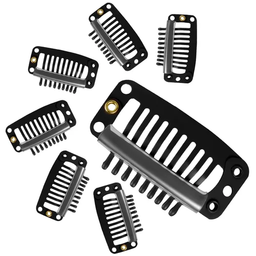 Miniatura 4 de WILLBOND 30 pinzas de extensión de cabello de 1.260 in y 9 dientes, pinzas de presión, peine pequeño, accesorios de peluca para mujer, bricolaje