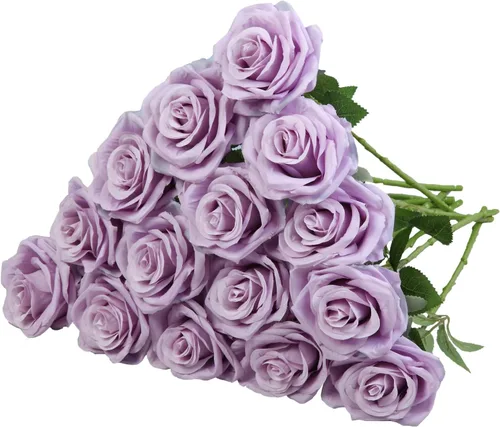 Miniatura 18 de Carlita's Blooms 15 piezas Rosas Falsas Flores Artificiales de Seda Flor Rosa Falsa Tallos Largos Ramo para Arreglo Centro de Mesa de Boda Fiesta