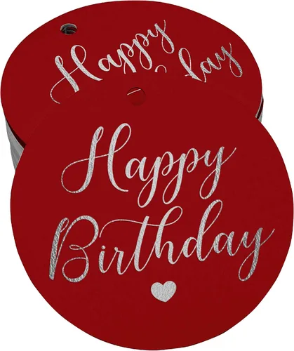 Miniatura 31 de Etiqueta de papel para colgar con texto en inglés «Happy Birthday» (50 unidades)