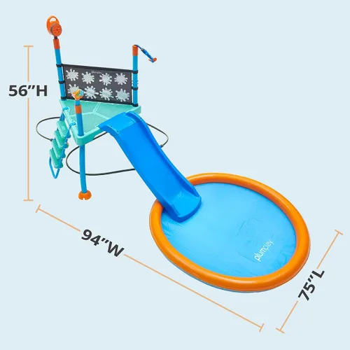 Miniatura 7 de Plum Play Kids Splash Pad Station Equipo de juego de tobogán acuático - Juguetes de agua para niños al aire libre, piscina con aspersor para niños