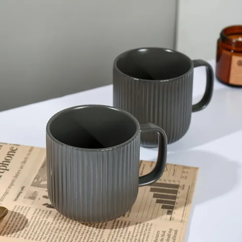Miniatura 4 de TAIMEI Tazas de café de cerámica, juego de 4 tazas de café grandes de 13 onzas para tazas de coco calientes, café y cacao, taza acanalada vintage