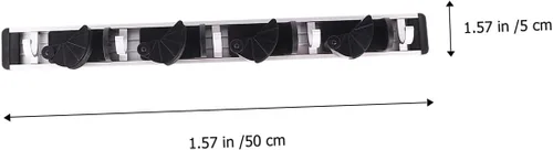 Miniatura 2 de Housoutil Estante de metal para escoba, estante de almacenamiento montado en la pared, estantes de garaje, ganchos de pared para colgar