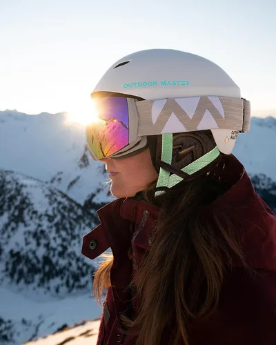 Miniatura 7 de OutdoorMaster Kelvin - Casco de esquí y snowboard para hombres, mujeres y jóvenes Blanco+Verde azulado