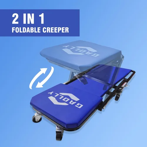 Miniatura 2 de Garage Shop Creepers, Plataforma Deslizante Plegable Z 2 en 1 para Coche, Silla de Garaje con Rodillos Ajustable de 36" para Acostarse o Sentarse