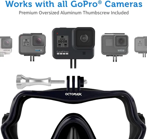 Miniatura 2 de OCTOMASK - Máscara de buceo sin marco con soporte para todas las cámaras GoPro Hero para buceo, esnórquel, apnea