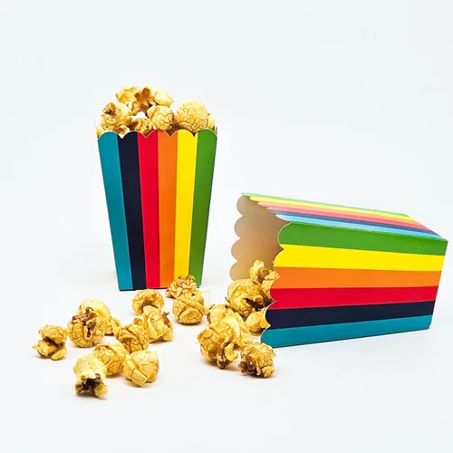Miniatura 4 de Juego de 36 cajas de palomitas de maíz, color azul claro, cajas de regalo de palomitas de maíz, contenedor de cartón abierto para suministros