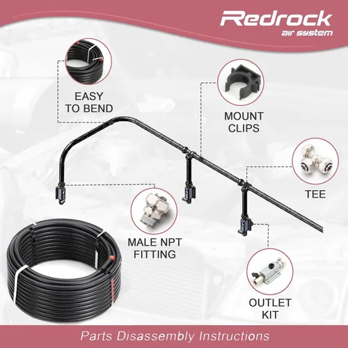 Miniatura 5 de Shop Air Line Kit de 3/4 pulgadas x 200 pies, kit de manguera de tubo de compresor de aire de aluminio HDPE para garaje con bloque de pliegue Negro