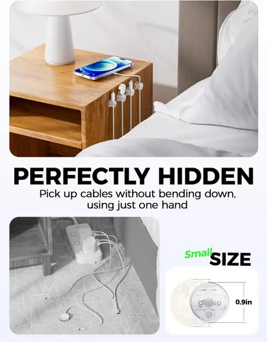Miniatura 6 de Paquete de 9 clips magnéticos para cables, organizador de cables [giratorio de 360° mejorado], soporte de cable magnético fuerte, soporte de alambre