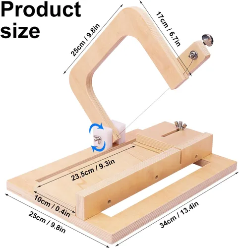 Miniatura 2 de kukmakri Cortador de jabón de madera para hacer jabón, 13.4 x 9.5 x 7.6 pulgadas, suministros de fabricación de jabón hechos a mano, herramienta