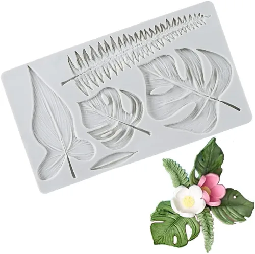 Miniatura 9 de Molde de silicona de hoja, moldes de fondant de flores de rosa, herramientas de decoración de pasteles DIY, repostería de azúcar, caramelos, resina