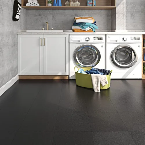 Miniatura 4 de Livelynine – Azulejos de despegar y pegar negro mate para el suelo del baño, azulejos impermeables para pegar en el suelo de la cocina, sótano, piso