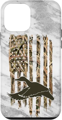 Miniatura 16 de Funda de caza de caza para iPhone 13 Pro Max con diseño de camuflaje gris y bandera de Estados Unidos