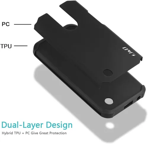 Miniatura 5 de J&D Funda híbrida resistente a prueba de golpes de doble capa para LG K20 V/K20 Plus/Harmony/K10 2017/V5/Grace, cubierta protectora resistente, negro