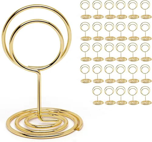 UMETDO 30 piezas de soportes para números de mesa, soportes para tarjetas de lugar - Soportes para fotos para mesas, soportes para tarjetas de