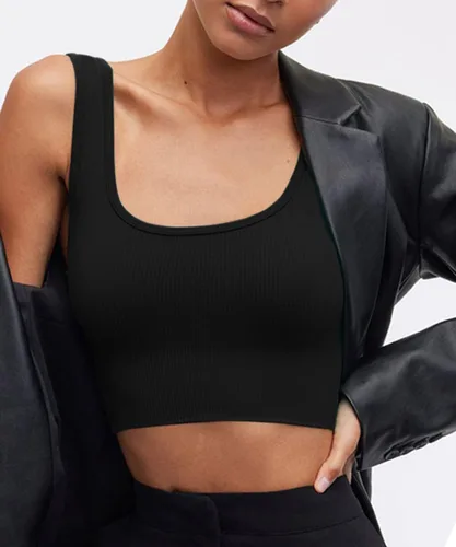 Miniatura 3 de CHYRII Paquete de 3 camisetas de verano para mujer, cuello cuadrado, acanaladas, básicas, sin mangas