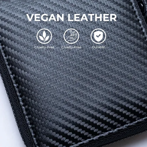 Miniatura 5 de Alldaily Carteras de bloqueo RFID para hombres con cremallera plegable RFID tarjetero (negro)