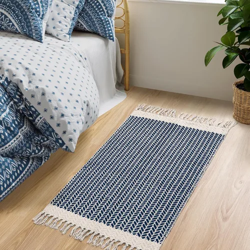 Miniatura 7 de Lahome Alfombras de baño bohemias, alfombra pequeña de 2 x 3 pies, alfombra ligera para entrada, alfombra de algodón tejida con borlas, alfombra