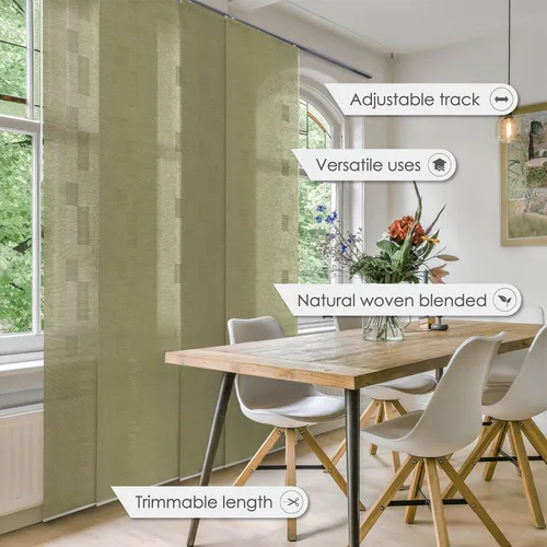 Miniatura 2 de GoDear Design - Persianas ajustables deslizantes para puertas de vidrio, cortinas verticales con panel de riel, puertas de armario, riel extensible